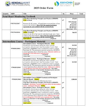 Fillable Online Fetal Heart Monitoring Course Materials Order Form Fax ...