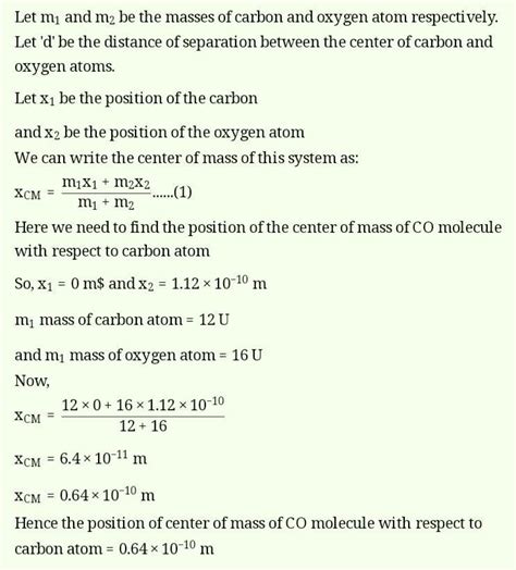 The distance between the centres of carbon and oxygen atoms in the ...