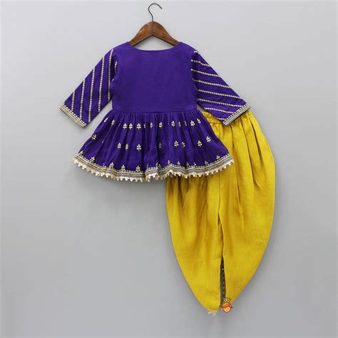 Sequin And Zari Thread Embroidered Peplum Top With Tulip Style Dhoti