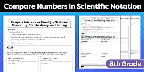 Eighth Grade Comparing Scientific Notation (teacher made)