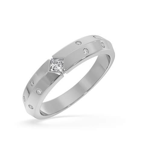 SY Women's Ring in Platinum, Hammered Finish Solitaire – SYNDIORA