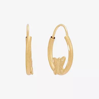 14k Gold Butterfly Hoop Earrings