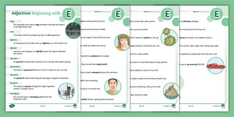 Adjectives Beginning with E