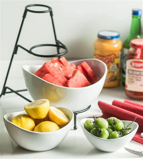 Buy 3 Tier Serving Stand Tiered Oval Bowl Stand with 3 Oval Porcelain ...