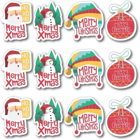 D2C Gift Wrap Stickers Merry Christmas With 4 Design Peel & stick ...