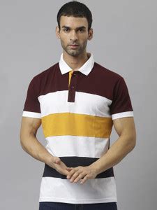 GHPC Striped Men Polo Neck Brown T-Shirt - Buy GHPC Striped Men Polo ...
