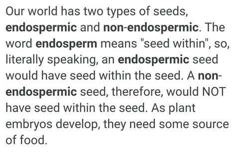 difference between endosperm and non-endosperm - Brainly.in