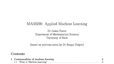 MA50290: Applied Machine Learning Lecture Notes and Key Concepts - Studocu
