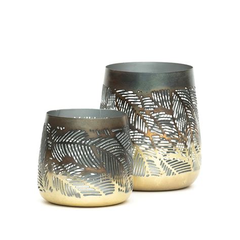 Buy Leafy tealight holder - burnt silver: Delivery by Waitrose Garden