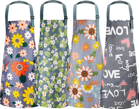 Amazon.com: 2 Pack Bib Aprons for Women Soft Cotton Linen Kitchen ...