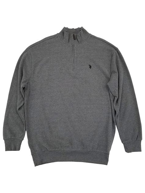 U.S. Polo Assn. Mens Big & Tall Gray Quarter Zip Pullover Sweatshirt ...