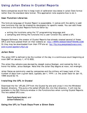 Fillable Online User Guide for Julian Dates in Crystal Reports Fax ...