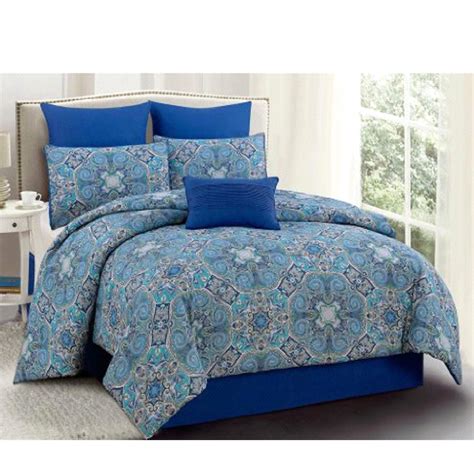 U.S. Polo Assn. 7-Piece St Tropez Bedding Set, Queen, Blue - Walmart.com