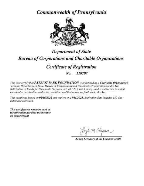 Bureau of Corporations and Charitable Organizations - Patriot Park ...