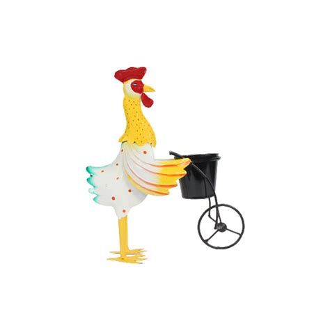Metal craft hen craft with planter trolley ( can put real plant inside ...