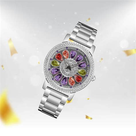 ORSGA FLORA 360 Rotating Silver Women Watch | Multicolor Diamond Dial ...