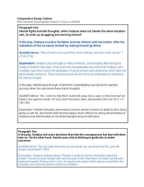 Essay Outline Comparing - Comparative Essay Outline Which character ...