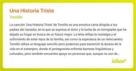 Significado de la canción UNA HISTORIA TRISTE (Tornillo) - LETRAS.COM