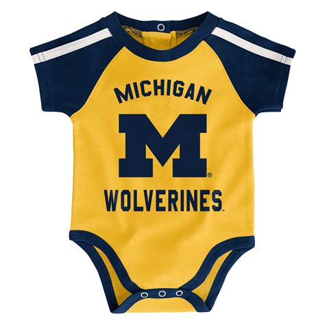 Michigan Wolverines Baby Yellow 3 Piece Creeper Set - Detroit Game Gear