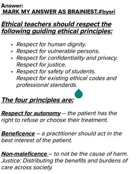 Enumerate some ethical norms that should be followed by teachers and ...