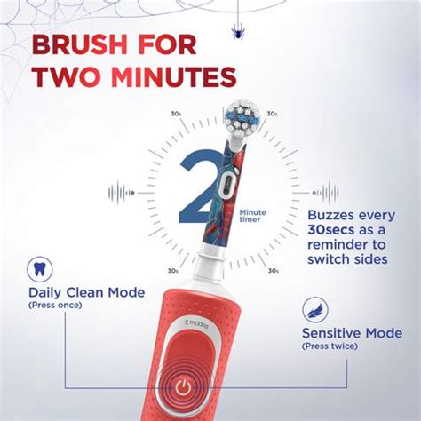 Oral-B Kids Spiderman, 2 Fun Modes, 2 Min Timer,Rechargeable Electric ...