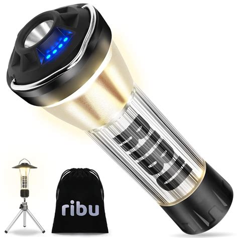 RIBU LED Lantern, Camping Lantern, Flashlight Function, 2,600 mAH, 4 ...