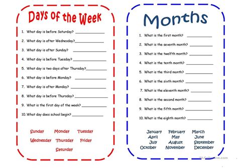 Reading Month Worksheet