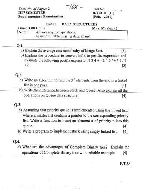 IT SUPP 2019 (DS) - Question on DSA - Data Structures 2 - Studocu