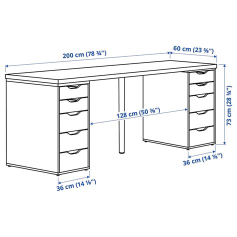 LAGKAPTEN / ALEX desk, white/black-brown, 200x60 cm (783/4x235/8") - IKEA