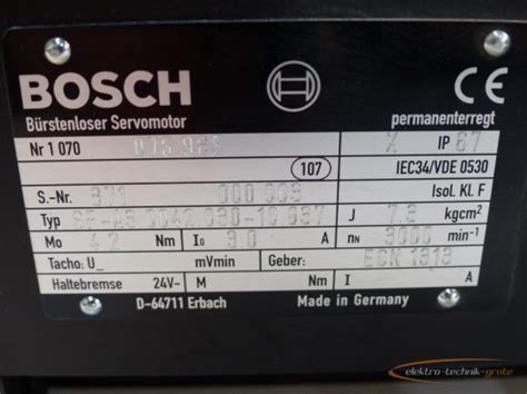 Bosch SF A3.0042.030 10.037 servo motor SN871000003 in Remscheid, North ...