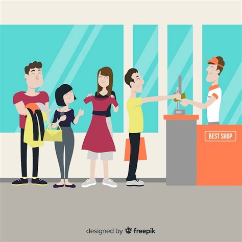 Personnes en attente de payer | Vecteur Gratuite