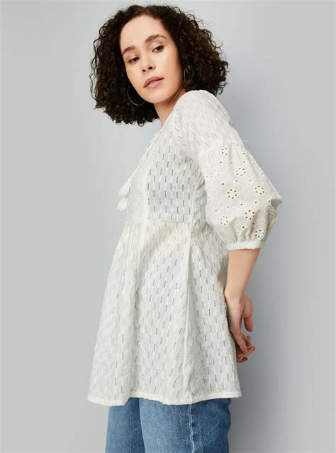 Buy Women Schiffli Balloon Sleeves Tunic Online at just Rs. 899.0 ...