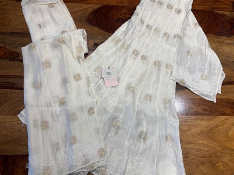 Dyeable Pure Chanderi Silk Chikankari Kalidaar Co-ord Set