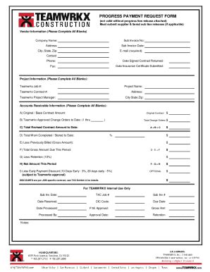 2024-2026 TEAMWRKX Construction Progress Payment Request Form - Fill ...
