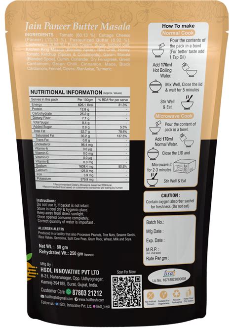 Jain Paneer Butter Masala – HSDL Fresh
