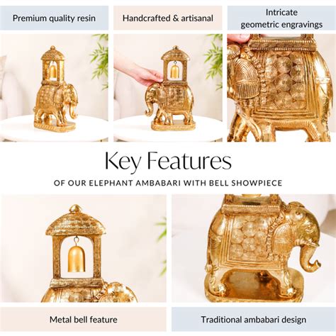 Elephant Ambabari With Bell Showpiece Gold Online - Premium Decor ...