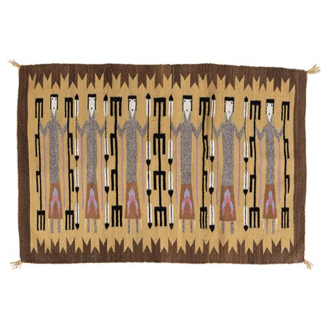 Vintage Navajo Hand Woven Beige Taupe Wool Rug 4'3 X 6'2 For Sale at ...