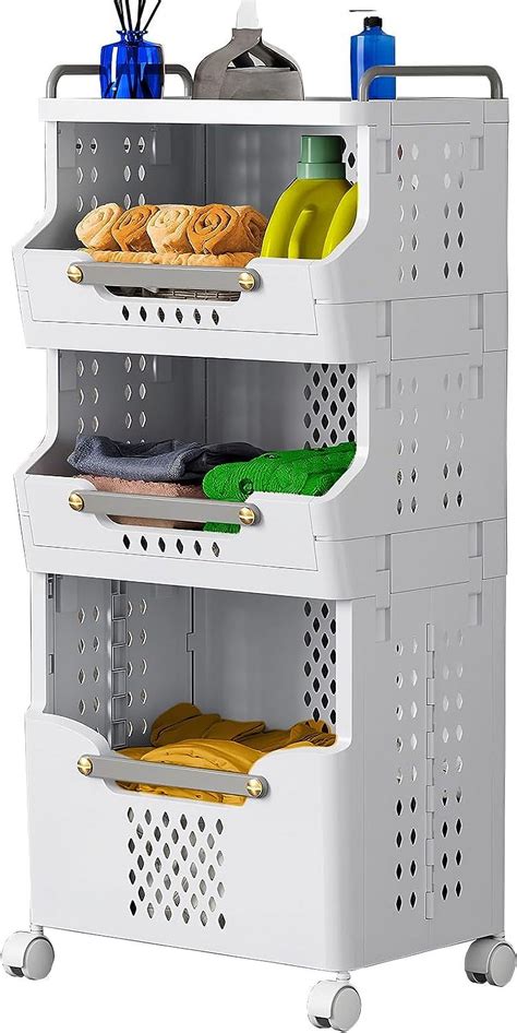Laundry Basket with Wheels,Rolling Folding Laundry Hamper,Utility cart ...