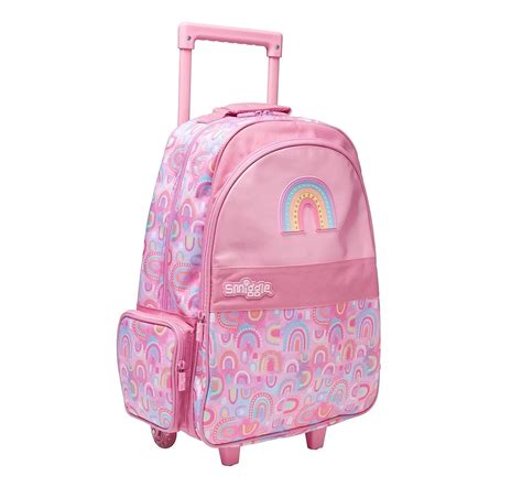 Smiggle Bright Side Trolley With Light Up Wheels for Kids 3Y+, Pink