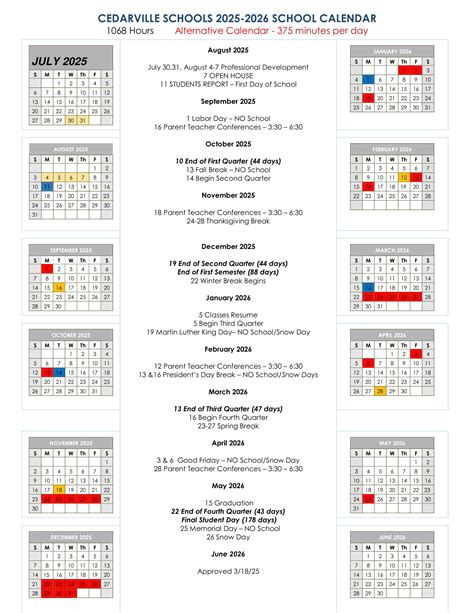 Cedarville Public Schools AR Calendar 25-26 Revised [pdf] - EduCounty