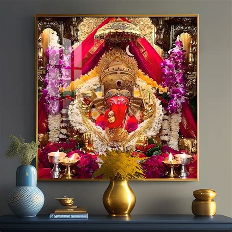 Shree Siddhivinayak Ganapati Premium Acrylic Square Wall Art - 30X30 i ...