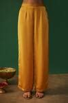 Buy Yellow Silk, Satin Mirrors Mandarin Collar Mukaish Work Kurta And ...