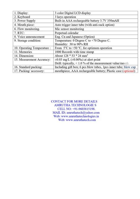 Breath Alcohol Analyzer - AMRUTHA SZDT - 7 ALCOHOL BREATH ANALYSER ...