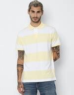 Buy American Eagle Men Yellow Rugby Striped Polo Shirt Online