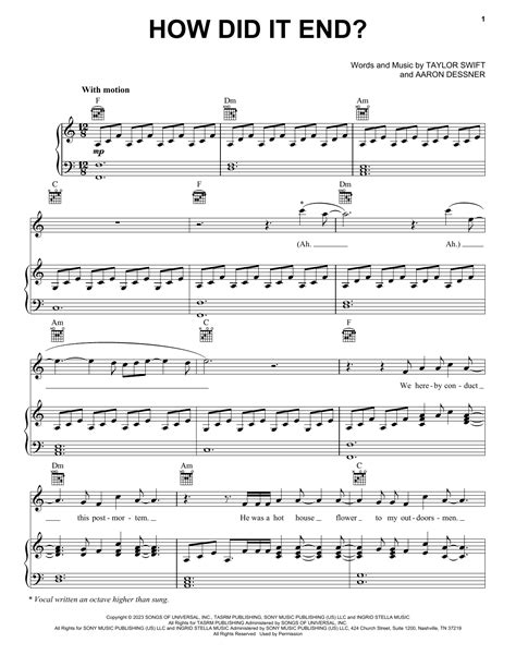 Easy Learn Taylor Swift How Did It End? Sheet Music & Chords for Piano ...