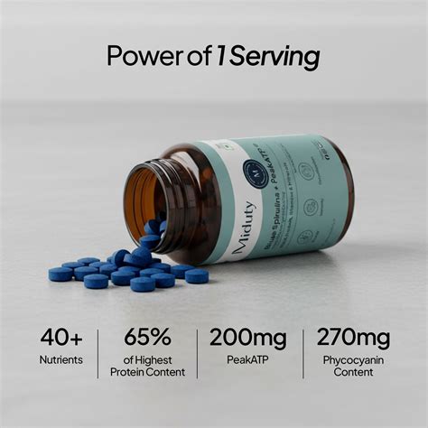 Blue Spirulina Tablets with PEAK ATP for Energy, Immunity & Detox