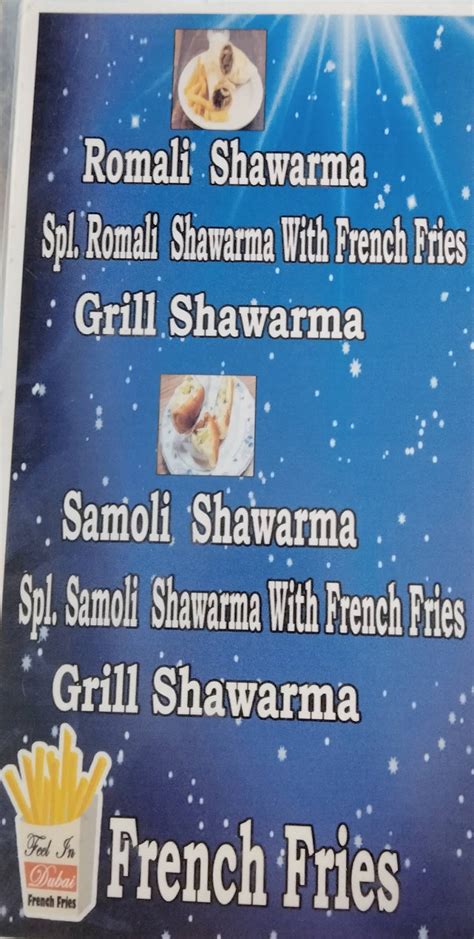 Menu at Feel In Dubai Shawarma, Hyderabad