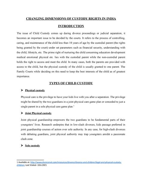 Changing Dimensions OF Custody Rights IN India - CHANGING DIMENSIONS OF ...