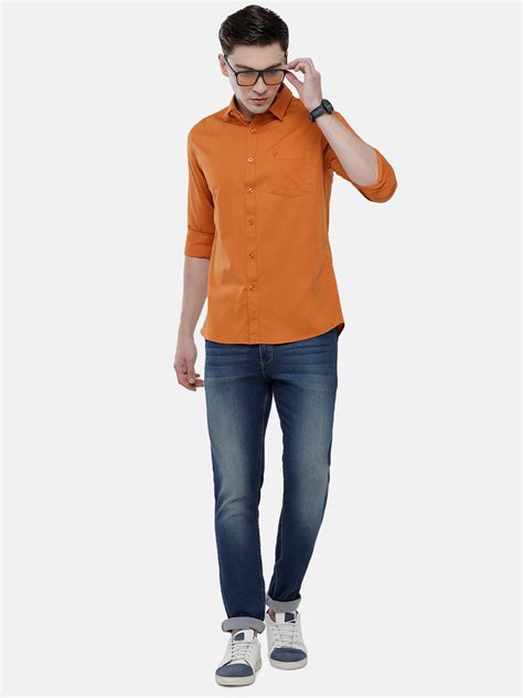 Classic Polo Men's Cotton Rust Orange Solid Full Sleeve Shirt - Zeus ...