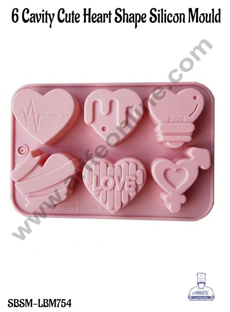 Home CAKE DECOR™ 6 Cavity Cute Heart Shape Silicone Chocolate Mould ...
